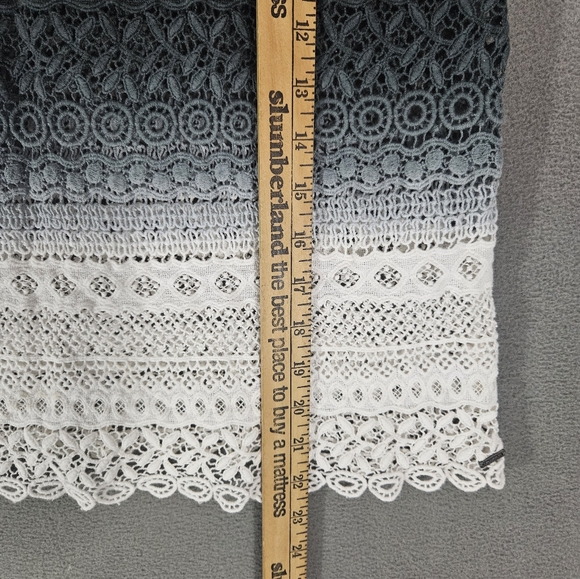 Volcom Lost Days Top Coquette Crochet Tank Top Gray Aubre Scoopneck Sheer XL - Picture 4 of 7
